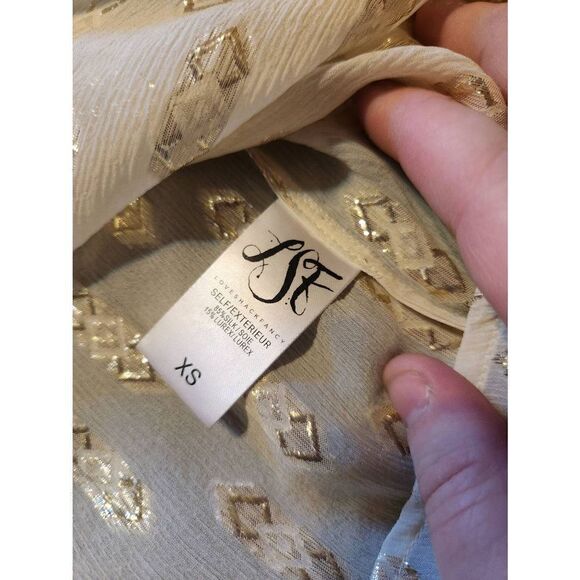 LoveShackFancy Erin Blouse Cream With Metallic sz XS - Picture 5 of 6